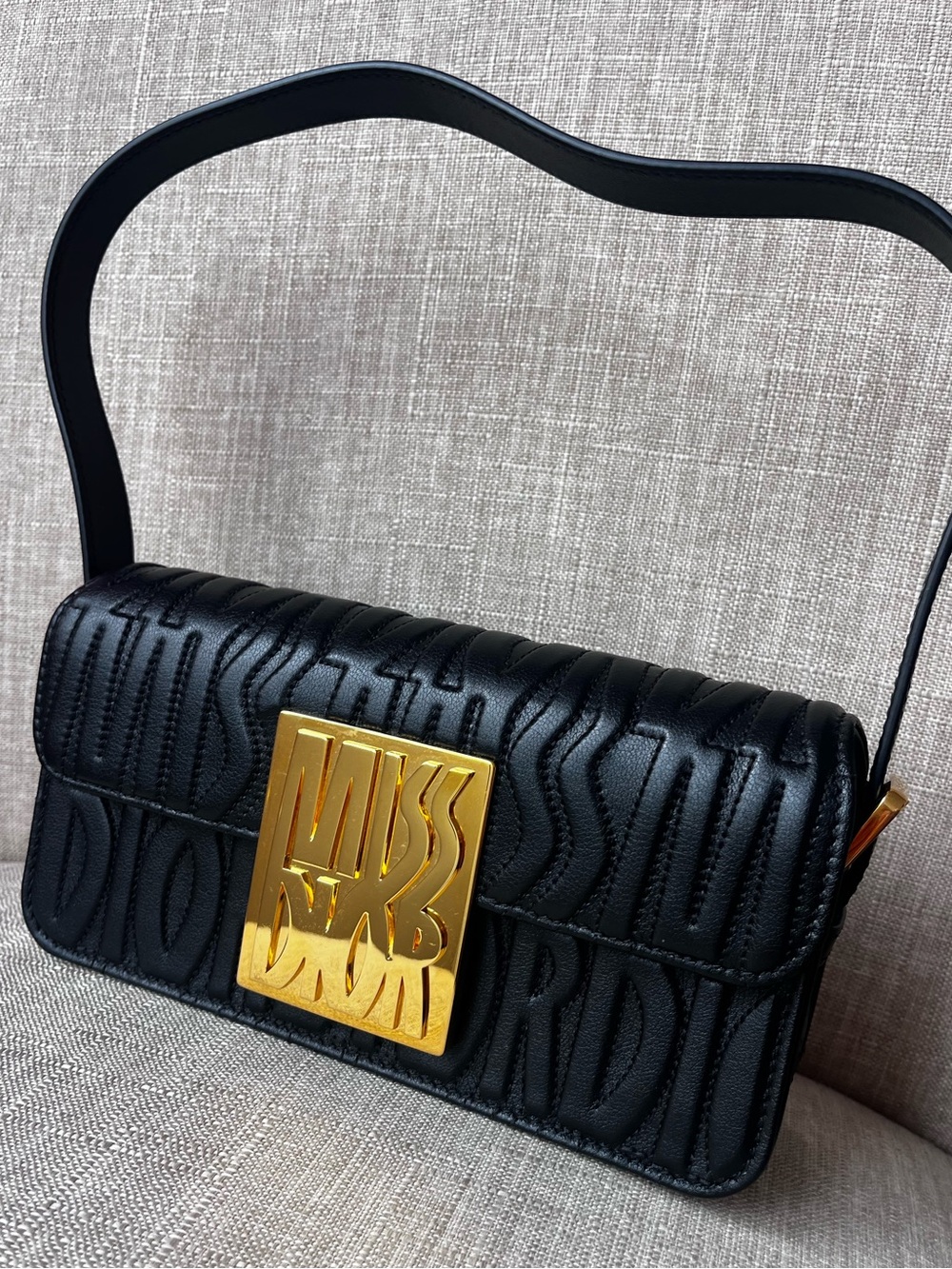 Christian Dior leather Miss Dior Flap Shoulder Bag Black Bag Like New